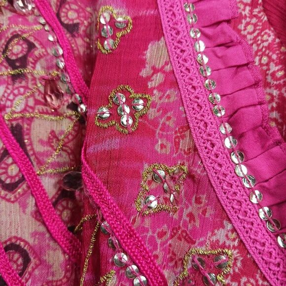Bill Blass Jeans Vintage Sheer Embellished Tunic/ Midi Pink Women's 2X Runs Smal - Picture 8 of 14